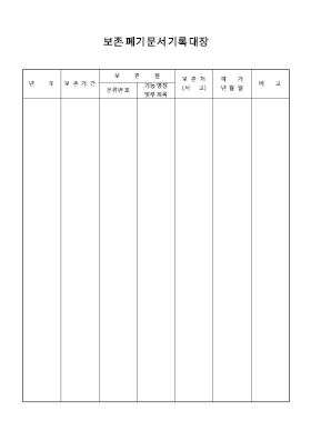 보존폐기문서기록대장 보존폐기문서기록대장